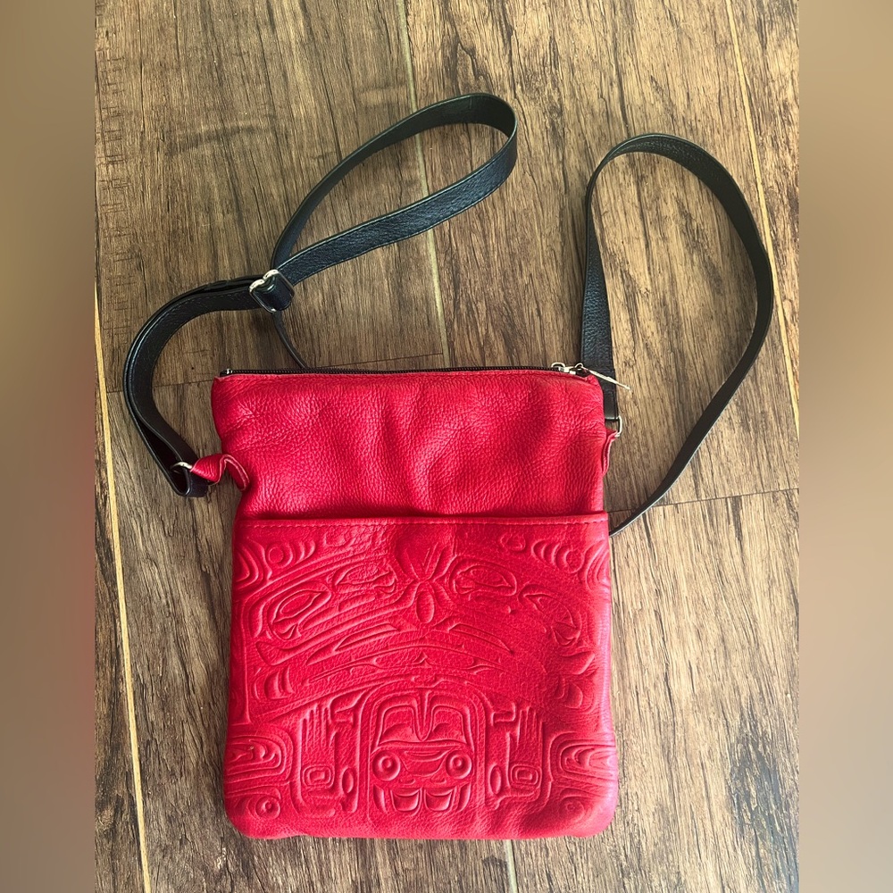 Spirit of the Wild Red Embossed Leather Crossbody Bag